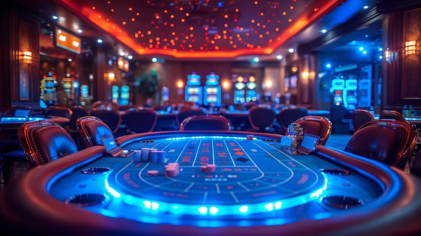 Antarmuka aplikasi misteruntung menampilkan meja baccarat